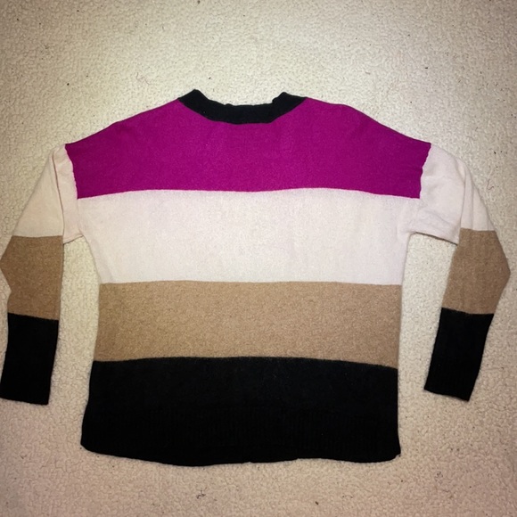 Charter Club Luxury 100% Cashmere Crew Neck Stripe Sweater XL - Picture 2 of 6